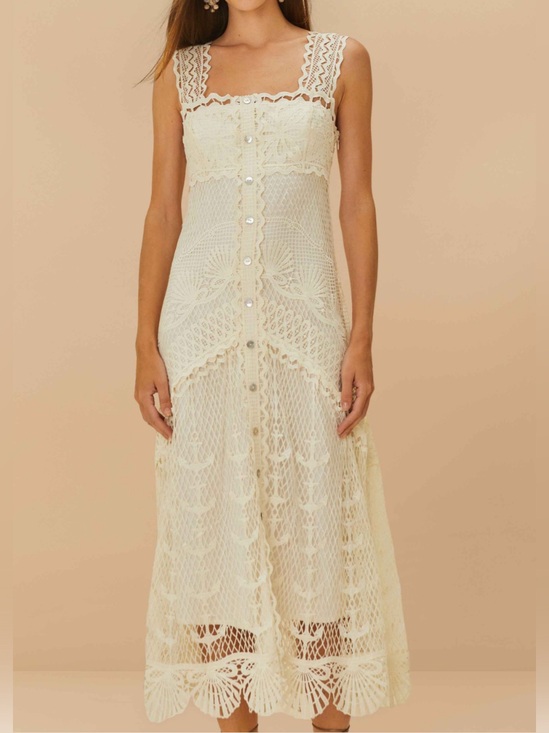 FARM Rio Dresses & Skirts - Farm Rio Off-White Nautical Guipure Maxi Dress